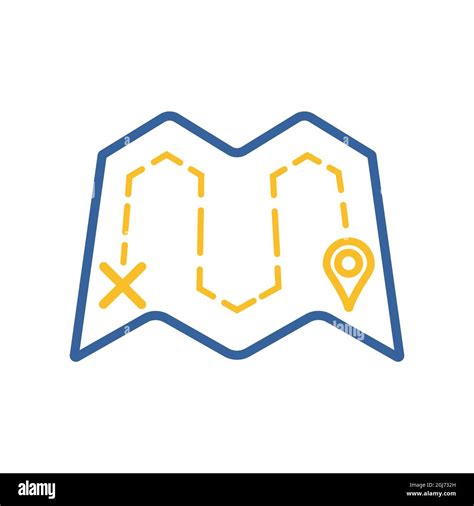 Map With Route Vector Icon Navigation Sign Graph Symbol For Travel