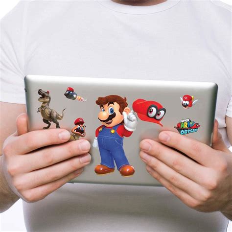 Super Mario Odyssey, 6 Pack, Hats Off Tech Decals, Waterproof Stickers ...