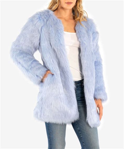 Natale Raglan Sleeve Faux Fur Coat Exclusive Medium Light Blue In