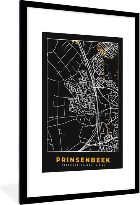 Fotolijst Incl Poster Prinsenbeek Kaart Goud Stadskaart