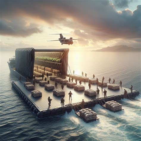 Aid Delivery Breakthrough U S Military Installs Floating Pier For