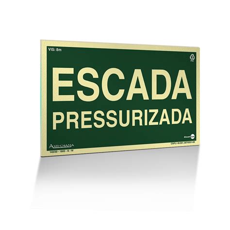 Placa Fotoluminescente Escada Pressurizada