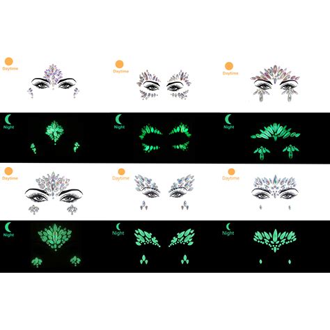 Noctilucent Face Gems Luminous Temporary Tattoo Stickers Acrylic