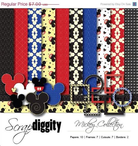 20 OFF Mickey Mouse Digital Scrapbook Kit By Scrapdiggity On Etsy 5