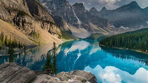 A Summer Evening At Moraine Lake Banff National Park Alberta Canada