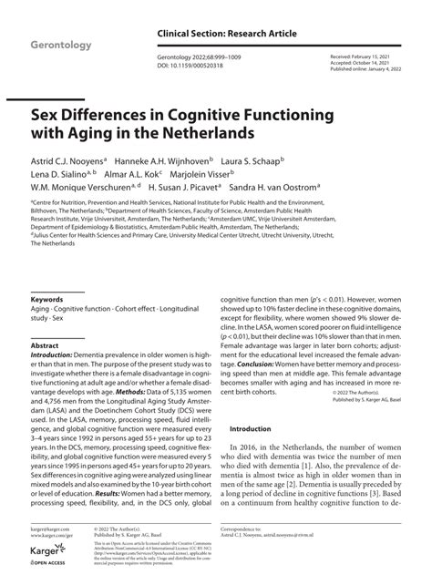 PDF Sex Differences In Cognitive Functioning With Aging In The