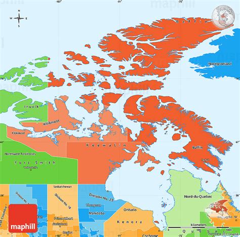 Political Shades Simple Map Of Nunavut