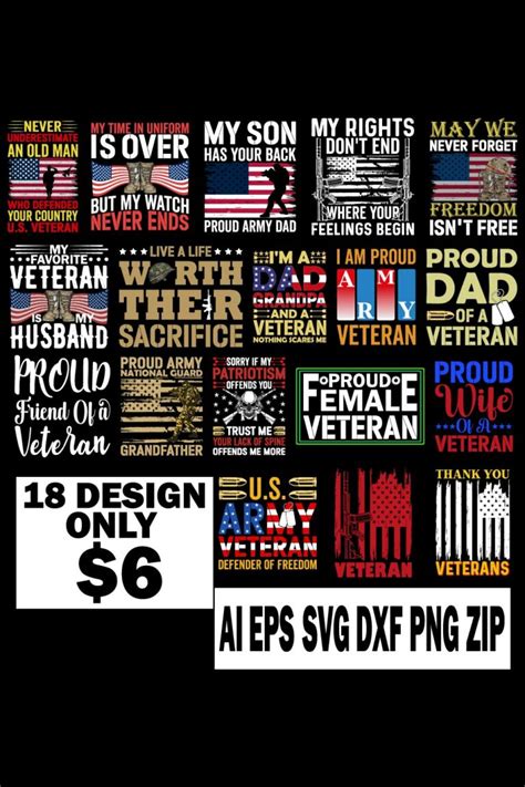 Veterans Day T Shirt Design Svg Bundle 18 Designs Only 6 Masterbundles