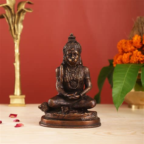 Buy Pure Brass Hanuman Statue | Dark Chocolate Finish | 7.5" Height – Budhshiv.com