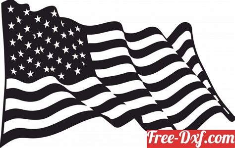 Waving American flag vector art - free dxf download | American flag art ...