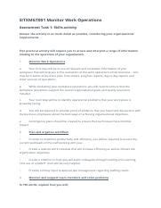 Sitxmgt Monitor Work Operations Docx Sitxmgt Monitor Work