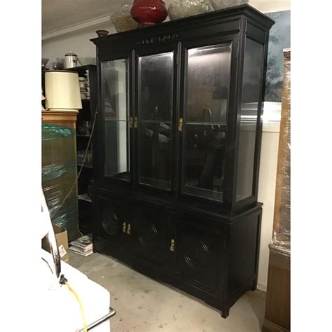 Mid Century Black Oriental China Hutch Chairish