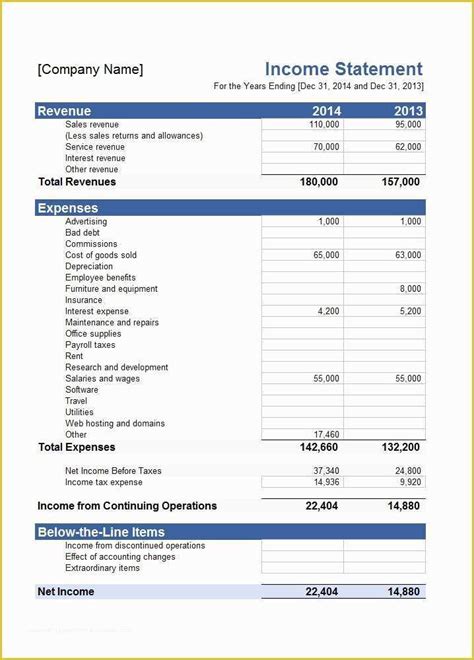 Personal Income Statement Template Free Of 27 Free In E Statement ...