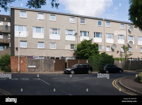 Block Of Modern Council House Flats In Enfield North London Stock Photo