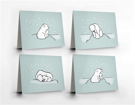 Polar Bear Greeting Cards — Set Of 4