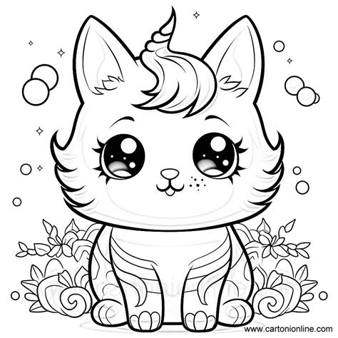 Dibujo De Gato Unicornio Galáctico Para Colorear