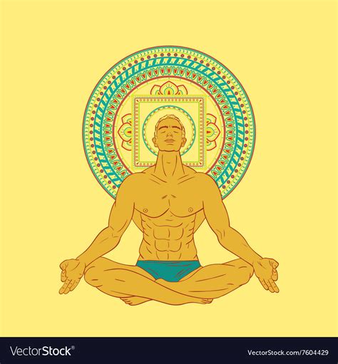 Man Sitting In Meditation Pose Royalty Free Vector Image