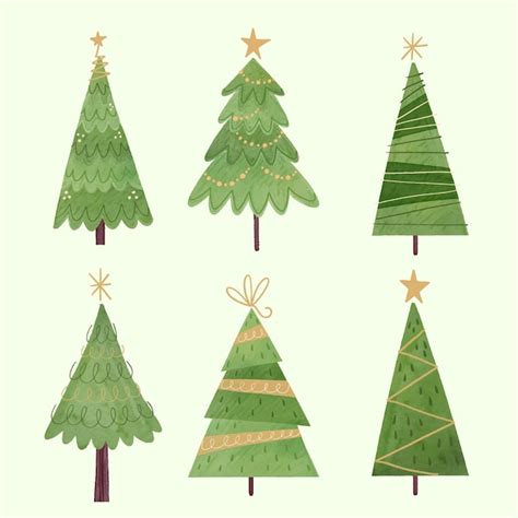 Premium Vector | Watercolor christmas trees collection