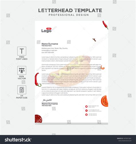 Simple Food Creative Modern Letterhead Templates Stock Vector Royalty