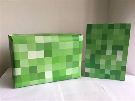 Minecraft Inspired Wrapping Paper Gift Wrap And Greeting Cards Etsy