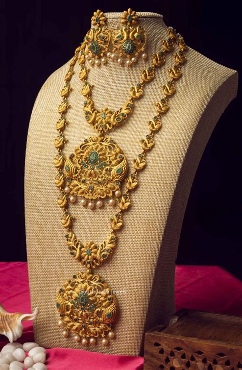 South Indian Gold Jewellery Peacock Necklace Set South India Jewels