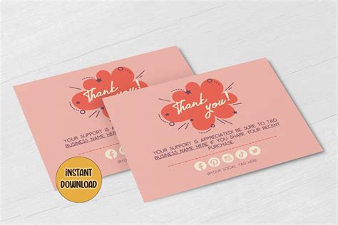 Printable Business Thank You Card Digital Template Download Customizable Canva Template Download