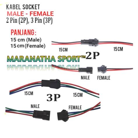 Kabel Soket Konektor Socket Male Female LED Strip DC JST SM 2 3 Pin