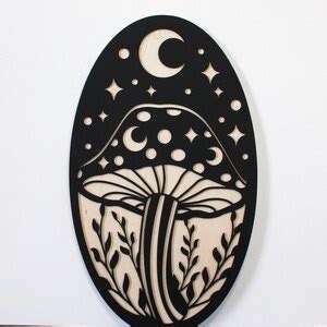 Midnight Mushroom Wood Sign Mushroom Cottagecore Wall Hanging Etsy