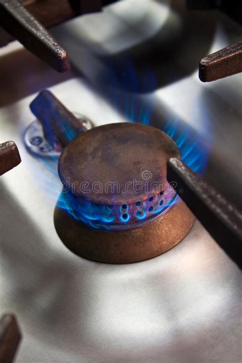 Burning Natural Gas In A Domestic Hob Burner Stock Image Image Of