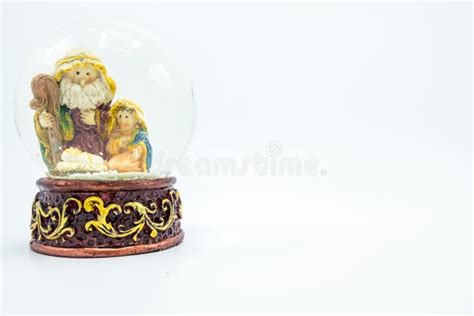 Christian Nativity Scene Snow Globe Stock Photo Image Of Happy