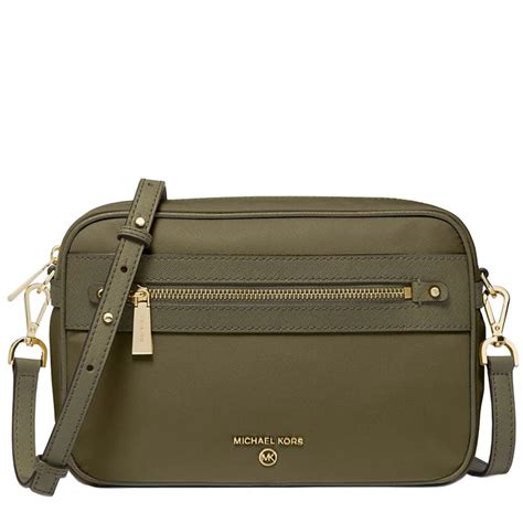 Michael Kors Large Nylon Gabardine Crossbody Bag In Olive 32h9gt9c7c