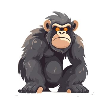 Ape Clipart Angry Ape On White Background Cartoon Cartoon Ape Sitting