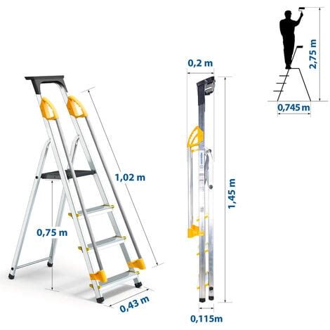 Escabeau 4 marches DURAMP sécurisé avec rampes tablette porte outils