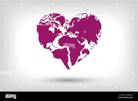 Heart World, World and Love, Happy World Map. World map design that looks like a heart. World ...