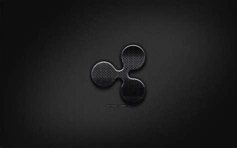 Download wallpapers Ripple black logo, cryptocurrency, grid metal background, Ripple, artwork ...