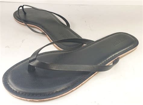 J Crew Women S B Black Sorrento Leather Flip Flop Thong Sandals Tiny