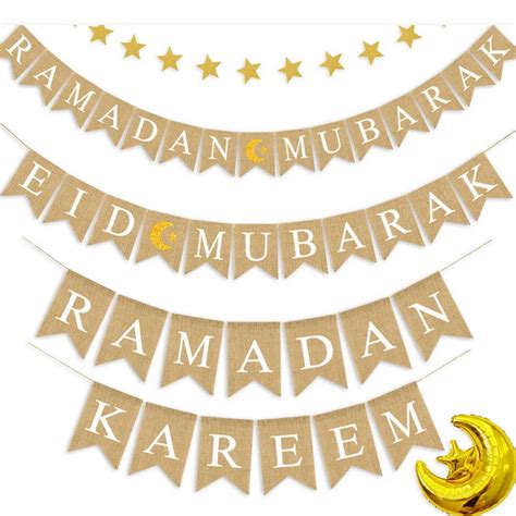 Pancarta de Eid Mubarak para decoración del hogar bandera colgante de