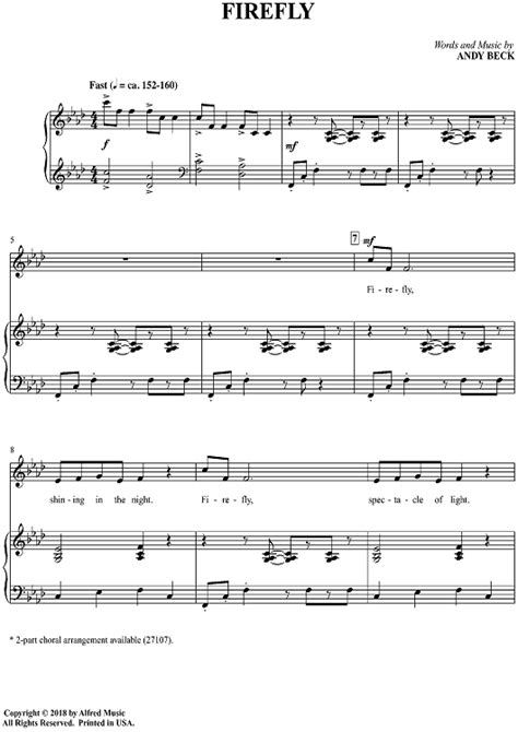 Firefly" Sheet Music for Piano/Vocal - Sheet Music Now