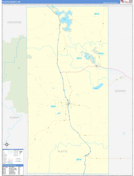 Platte County, WY Zip Code Wall Map Basic Style by MarketMAPS - MapSales