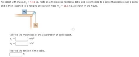 Solved An object with mass m1=4.10 kg, rests on a | Chegg.com 