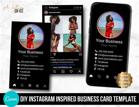 Diy Instagram Profile Business Cards Canva Template Business Etsy