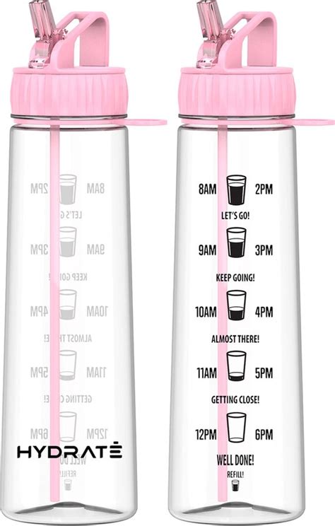 HYDRATE 900ml Drinkfles Met Tijdmarkeringen Sport Waterfles Met