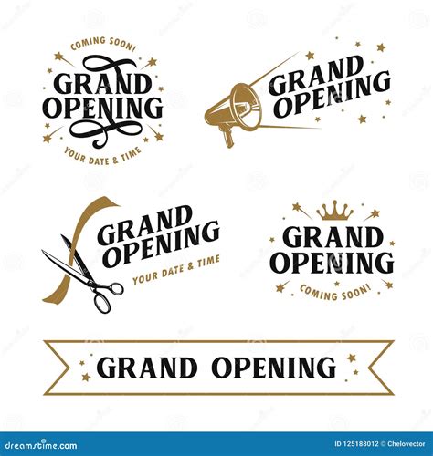 Grand Opening Templates Set Vector Vintage Illustration Stock Vector