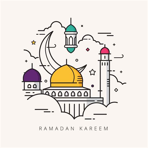 Ramadan Kareem Doodle Hand Drawn Vector Illustration Vector Art