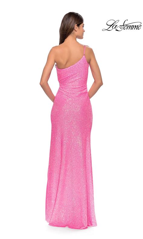 One Shoulder Sequin Prom Dress With Cut Out Promgirl