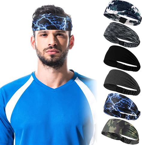 Radsocken 6 Pcs Sports Headbands For Men Women Elastic Sweat Band