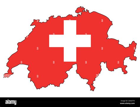 Schweiz Karte Mit Flagge Umriss Eines Staates Mit Nationalflagge