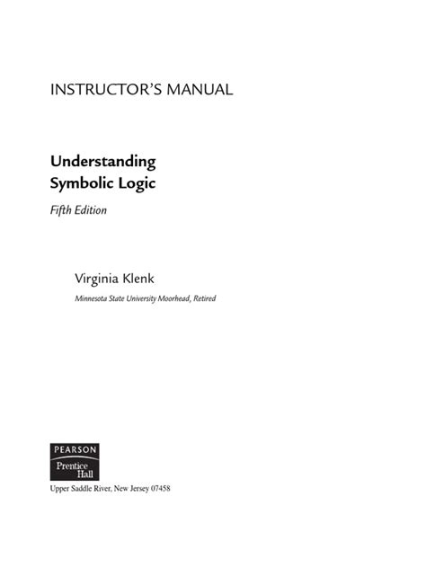 Instructor S Manual Understanding Symbolic Logic Pdf