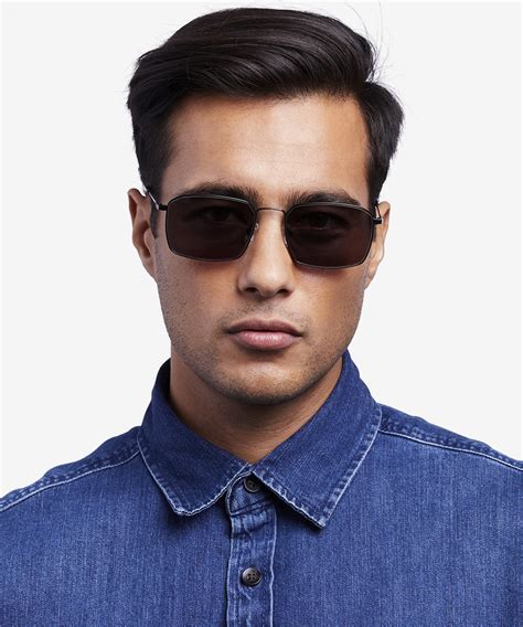 Edge Rectangle Black Frame Sunglasses For Men Eyebuydirect