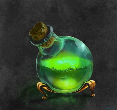 Green Bottle Bottle Drawing Potions Magic Bottles